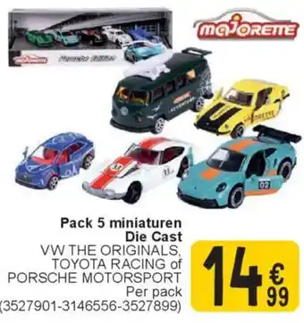 Cora Majorette pack 5 miniaturen die cast aanbieding