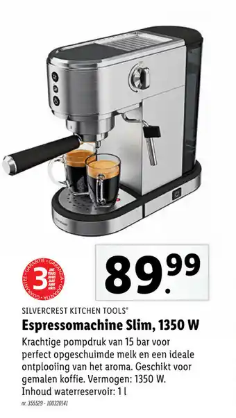 Lidl Espressomachine Slim,1350 W aanbieding