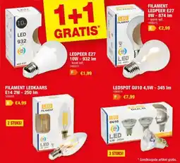 Hubo LEDSPOT GU10 4,5W - 345 Im aanbieding