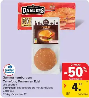 Carrefour Market Gamma hamburgers Carrefour, Danlers en Edel aanbieding