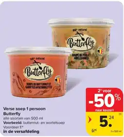 Carrefour Market Verse soep 1 persoon Butterfly aanbieding