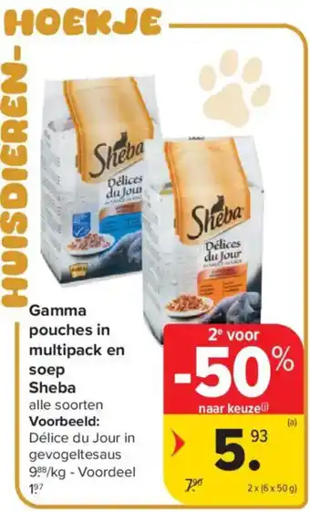 Carrefour Market Gamma pouches in multipack en soep Sheba aanbieding