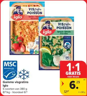 Carrefour Market Gamma visgratins Iglo aanbieding