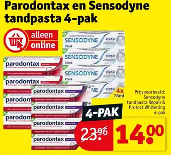 Kruidvat Parodontax en Sensodyne tandpasta 4-pak aanbieding