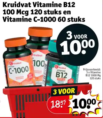 Kruidvat Kruidvat Vitamine B12 100 Mcg 120 stuks en Vitamine C-1000 60 stuks aanbieding