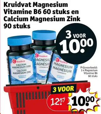 Kruidvat Kruidvat Magnesium Vitamine B6 60 stuks en Calcium Magnesium Zink 90 stuks aanbieding