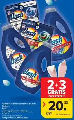 Carrefour Gamma vloeibare wasmiddelen en pods Platinum Dash aanbieding