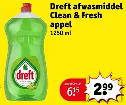 Kruidvat Dreft afwasmiddel Clean & Fresh appel aanbieding