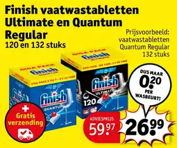 Kruidvat Finish vaatwastabletten Ultimate en Quantum Regular aanbieding