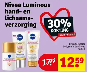 Kruidvat Nivea Luminous hand- en lichaamsverzorging aanbieding