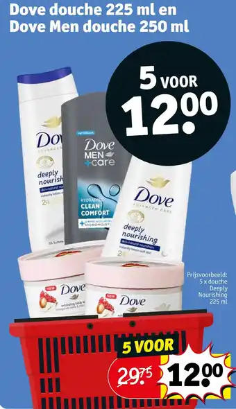 Kruidvat Dove douche 225 ml en Dove Men douche 250 ml aanbieding