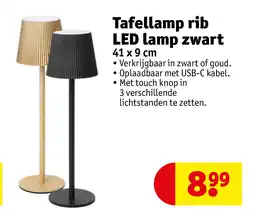 Kruidvat Tafellamp rib LED lamp zwart aanbieding