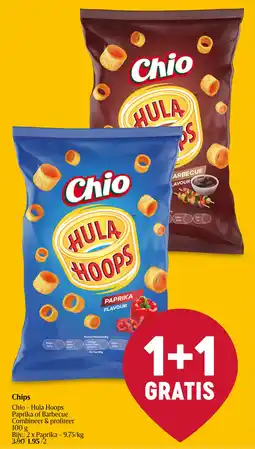 Delhaize Chips chio hula hoops paprika of barbecue paprika aanbieding