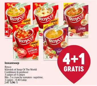 Delhaize Instantsoep royco klassiek of soup of the world aanbieding