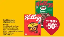 Delhaize Ontbijtgranen of graanrepen kellogg's ontbijtgranen trésor chocolade hazelnoten aanbieding