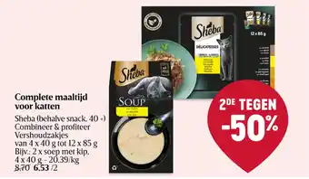 Delhaize Complete maaltijd voor katten sheba soep met kip aanbieding