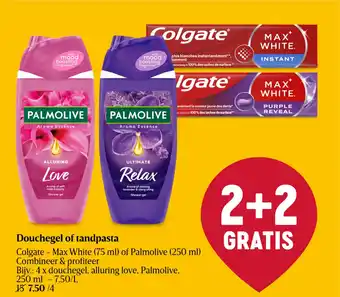 Delhaize Douchegel of tandpasta colgate max white of palmolive aanbieding