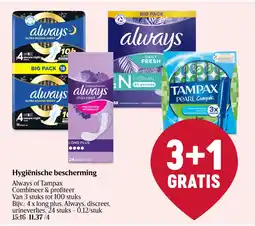 Delhaize Hygiënische bescherming always of tampax aanbieding