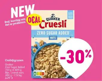 Delhaize Ontbijtgranen quaker zero sugar added aanbieding