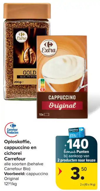 Carrefour Market Oploskoffie, cappuccino en cichorei Carrefour aanbieding