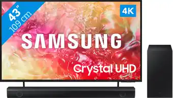 Coolblue Samsung Crystal UHD 43DU7100 (2024) + Barre de Son aanbieding