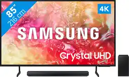 Coolblue Samsung Crystal UHD 85DU7100 (2024) + Barre de Son aanbieding