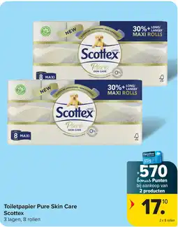 Carrefour Market Toiletpapier pure skin care scottex aanbieding