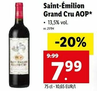 Lidl Saint-émilion grand cru aop aanbieding