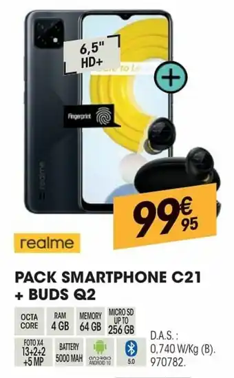 Electro Depot Realme Pack Smartphone C21 + Buds Q2 aanbieding
