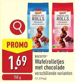 ALDI Biscotto Wafelrolletjes met Chocolade aanbieding