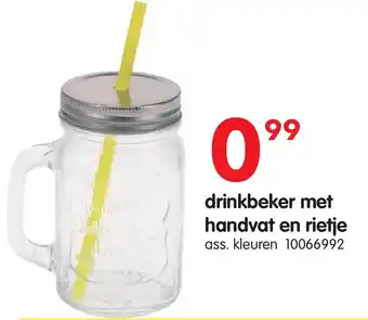 Yess drinkbeker met handvat en rietje aanbieding