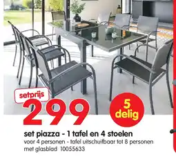 Yess set piazza - 1 tafel en 4 stoelen aanbieding