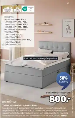 Jysk Dreamzone tylda storage GC50 boxspring aanbieding