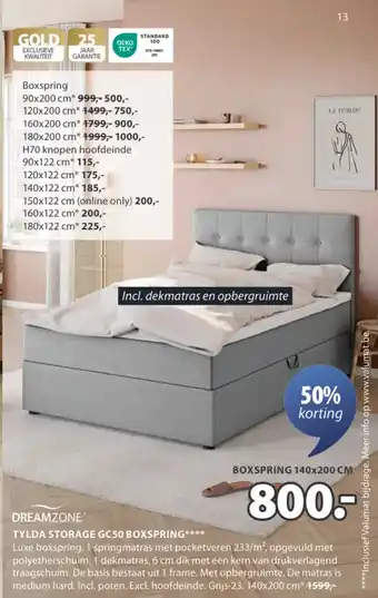 Jysk Dreamzone tylda storage GC50 boxspring aanbieding