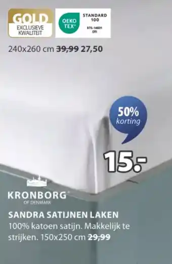 Jysk Sandra satijnen laken aanbieding