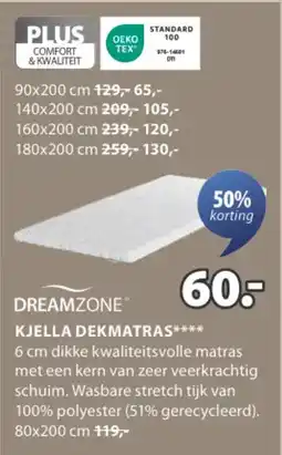 Jysk Dreamzone kjella dekmatras aanbieding