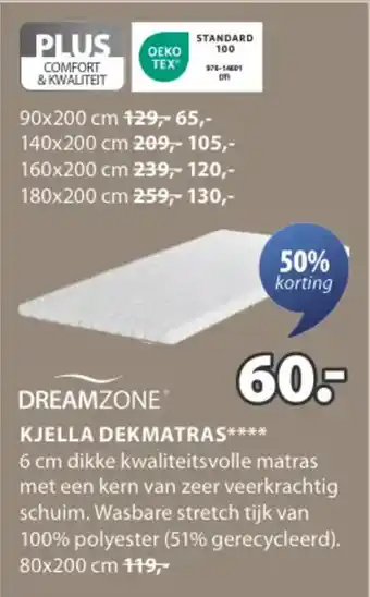 Jysk Dreamzone kjella dekmatras aanbieding