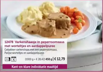 Bofrost Varkenshaasje in peperroomsaus met worteltjes en aardappelpuree aanbieding