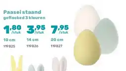 Happyland Paasei staand geflocked 3 kleuren 10 cm aanbieding