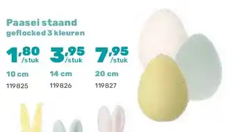 Happyland Paasei staand geflocked 3 kleuren 10 cm aanbieding