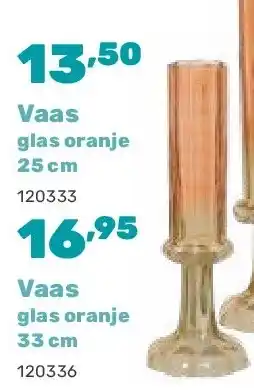 Happyland Vaas glas oranje 25 cm aanbieding