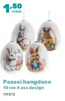 Happyland Paasei hangdeco 10 cm 4 ass design aanbieding