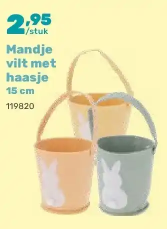 Happyland Mandje vilt met haasje 15 cm aanbieding