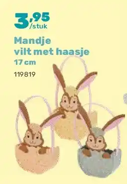 Happyland Mandje vilt met haasje 17 cm aanbieding