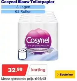 Bol.com Cosynel Blauw Toiletpapier aanbieding