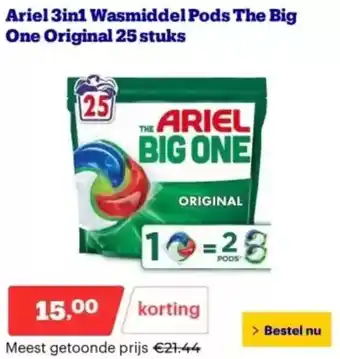 Bol.com Ariel 3-in-1 Wasmiddel Pods The Big One Original aanbieding