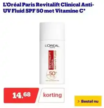 Bol.com L'Oréal Paris Revitalift Clinical Anti- UV Fluid SPF 50 met Vitamine C aanbieding