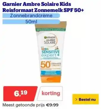 Bol.com Garnier Ambre Solaire Kids Reisformaat Zonnemelk SPF 50+ aanbieding