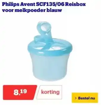 Bol.com Philips Avent SCF135/06 Reisbox voor melkpoeder blauw aanbieding