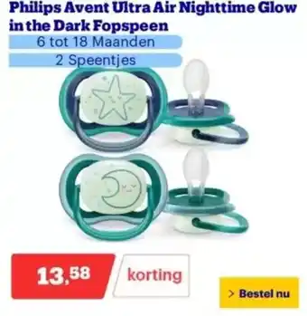 Bol.com Philips Avent Ultra Air Nighttime Glow in the Dark Fopspeen aanbieding